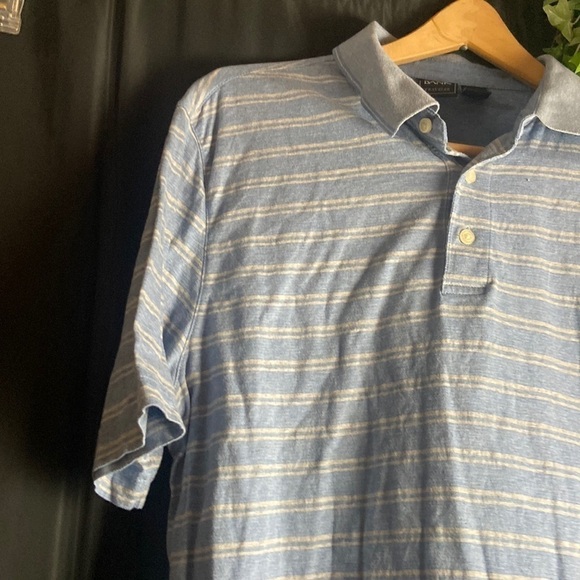 Jos A Bank Travelers Blue & Grey Striped Polo 💕 - Picture 2 of 6